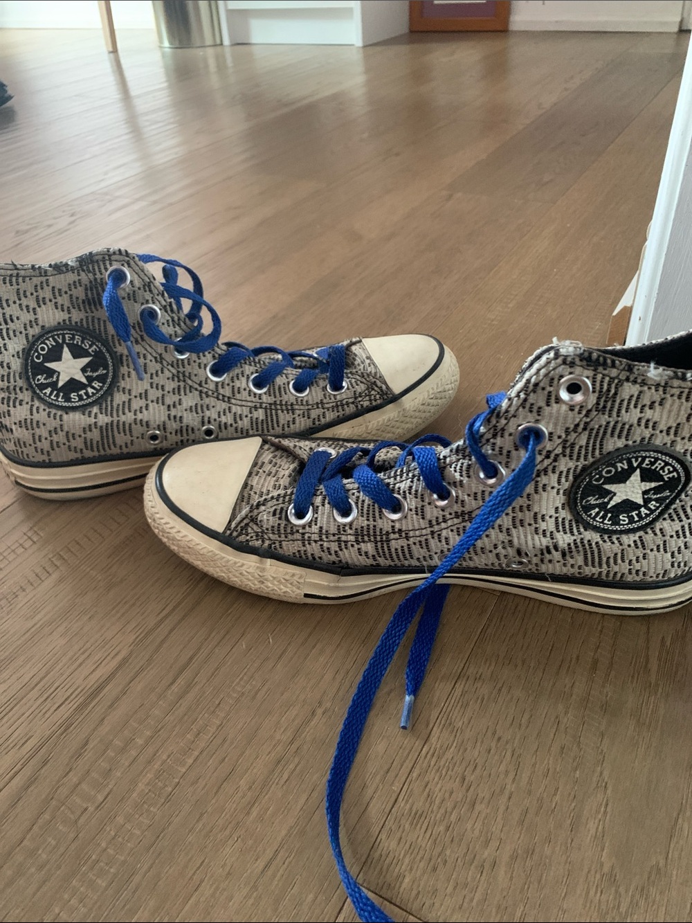 Converse High Top Sneakers in Black, White & Blue